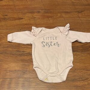 Little Sister Pink Ruffle-Sleeve One-Piece Bodysuit